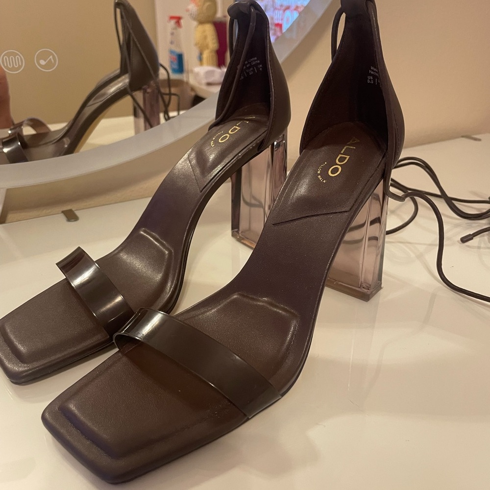 ALDO Dark Brown Lace Up Heels